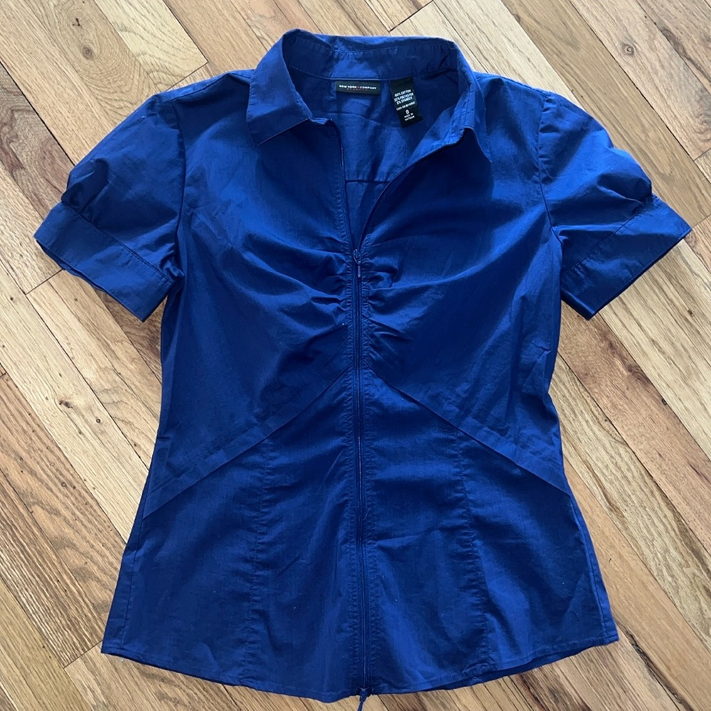 Vintage New York & Company Zip Up Blouse Size 8